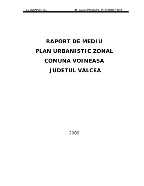 Raport de mediu - PUZ Voineasa - Consiliul Judetean Valcea