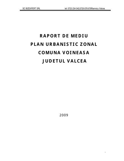 Raport de mediu - PUZ Voineasa - Consiliul Judetean Valcea