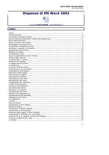 Dispense di MS Word 2003 - Paolo PAVAN