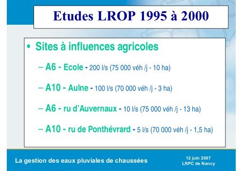 Calcul des charges de pollution chronique des ... - Le CETE de l'Est