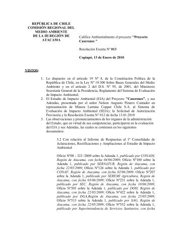 REPÚBLICA DE CHILE COMISIÓN REGIONAL DEL MEDIO ...