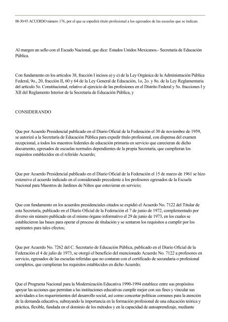 Acuerdo 176 Normateca Sep SecretarÃ­a De EducaciÃ³n PÃºblica 9882