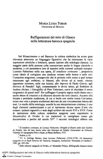 Raffigurazioni del mito di Glauco nella letteratura barocca spagnola
