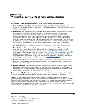 [MS-VDS]: Virtual Disk Service (VDS) Protocol Specification