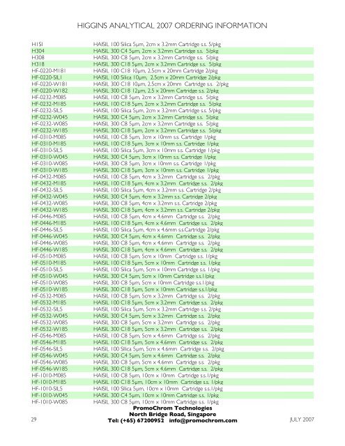 HAI_Price_List_2005 (Page 1) - LC column, HPLC column, HILIC ...