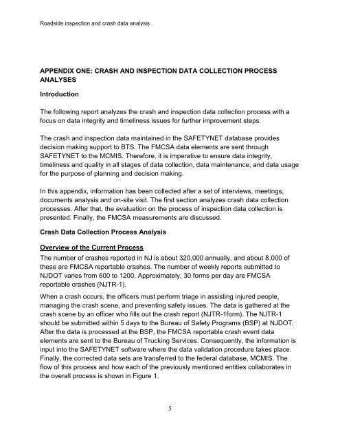 ROADSIDE INSPECTION DATA AND CRASH DATA ANALYSIS - CAIT