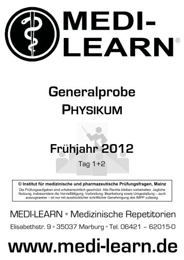 Generalprobe PHYSIKUM - medi-learn-kurse