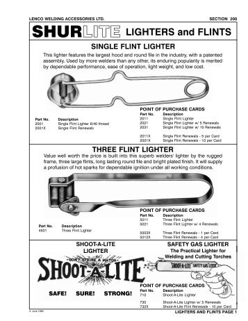 SHURLITE LIGHTERS and FLINTS - Lenco Welding Accessories Ltd.