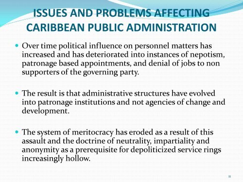 Issues and Problems in Caribbean Public Administration