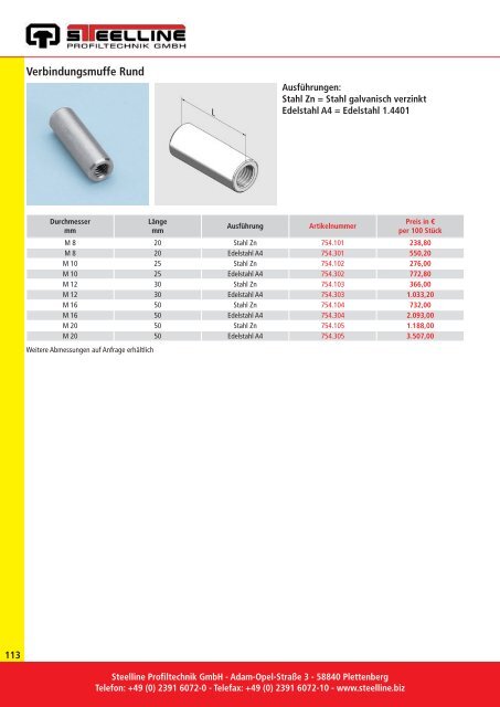 Produktkatalog 2012 - Steelline Profiltechnik