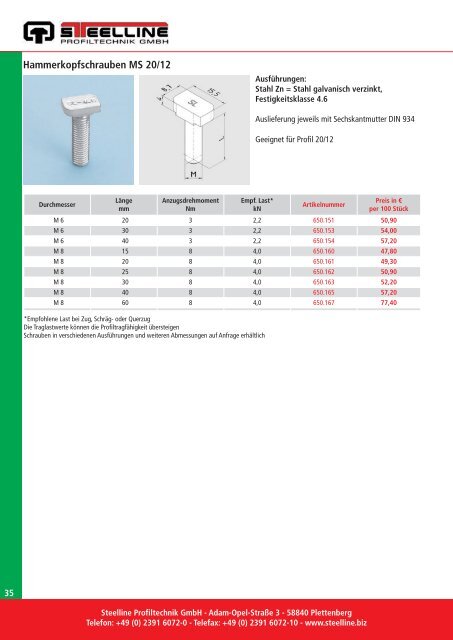 Produktkatalog 2012 - Steelline Profiltechnik