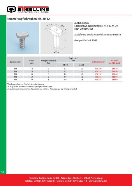 Produktkatalog 2012 - Steelline Profiltechnik