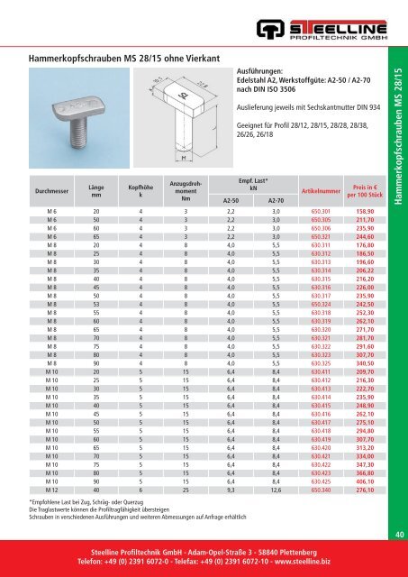 Produktkatalog 2012 - Steelline Profiltechnik