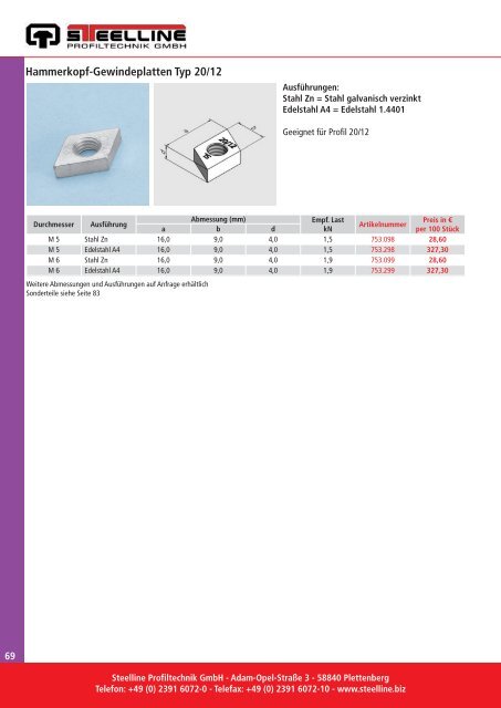 Produktkatalog 2012 - Steelline Profiltechnik