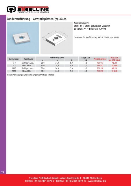 Produktkatalog 2012 - Steelline Profiltechnik