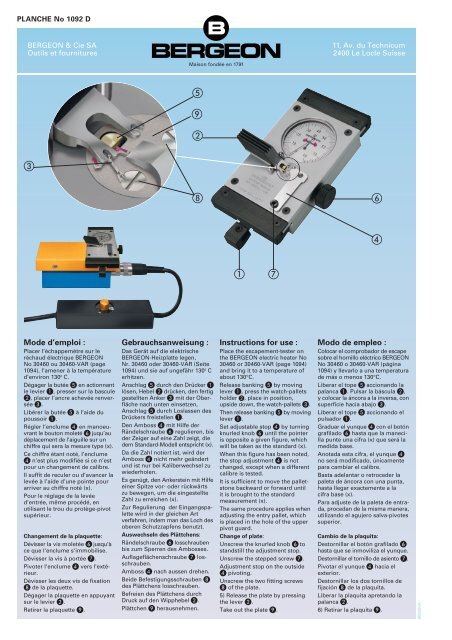 Echappemètre Hemmungsprüfgerät Escapement-tester ...