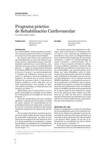 Programa práctico de Rehabilitación Cardiovascular