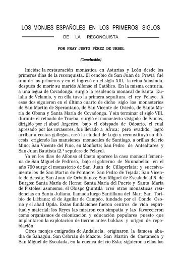 los monjes españoles en los primeros siglos de la reconquista
