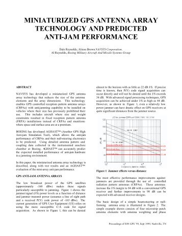 miniaturized gps antenna array technology and predicted anti-jam