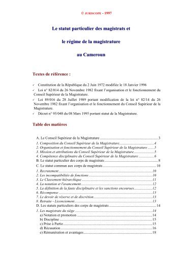 Droit administratif_Statut particulier des magistrats et ... - Juriscope