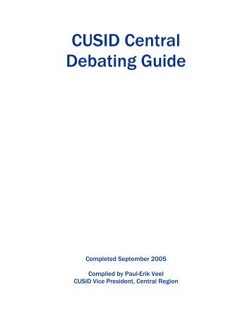 CUSID Central Debating Guide - Debate Central