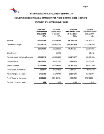 MAURITIUS FREEPORT DEVELOPMENT ... - Investing In Africa