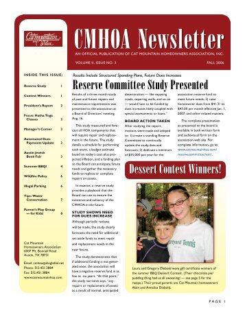 CMHOA Newsletter - Cat Mountain Villas Homeowners Association