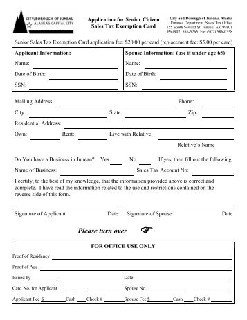 Senior Citizen Exemption Card - The City and Borough of Juneau