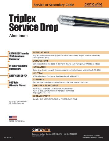 Aluminum Triplex Service Drop - Cerro Wire and Cable Company