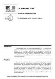 Projet de programme Vie sociale et professionnelle nouveau CAP