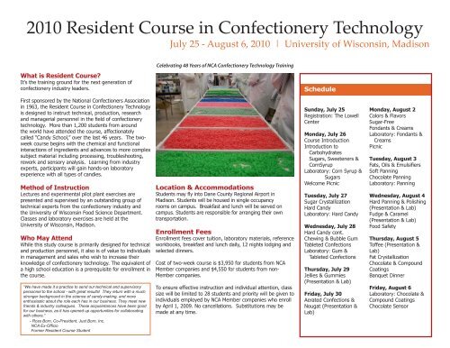 2010 Resident Course in Confectionery Technology - The National ...
