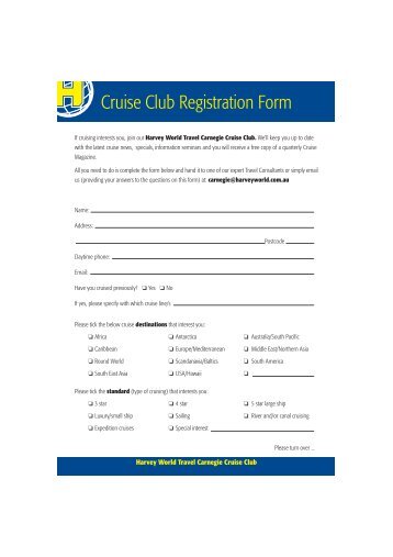Cruise Club Registration Form
