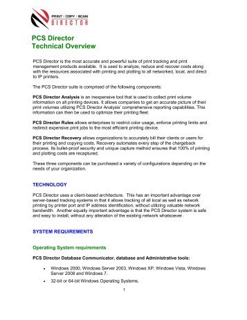 PCS Director Technical Overview - Print Audit