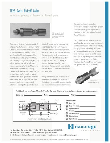 ID pickoff collet for Euroturn, Gildemeister and Tornos Deco