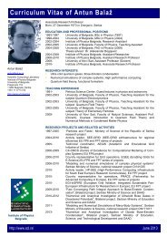 Curriculum Vitae of Antun Balaž