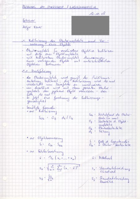 Physikprotokoll - Messung mit Mikroskop - wilmnet.de