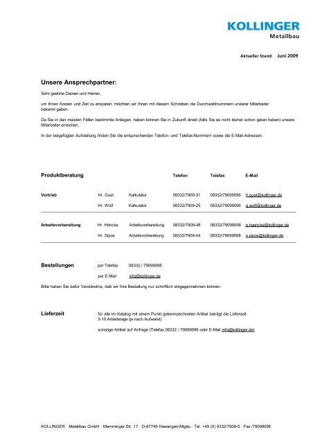 MINIMO - Montageanleitung - Kollinger Metallbau GmbH