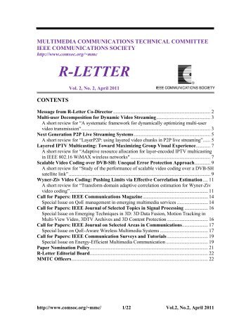 R-letter of April 2011 - IEEE Communications Society
