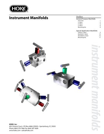 Instrument Manifolds - Zycon
