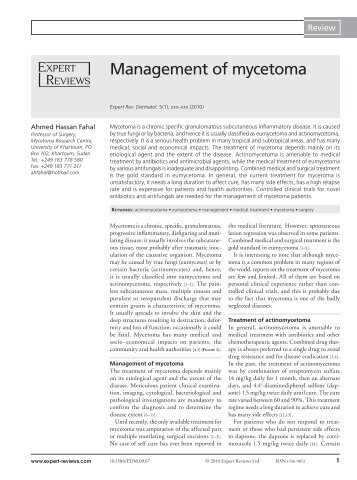 Management of mycetoma - The Mycetoma Research Center