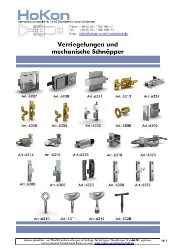 Verriegelungen und mechanische Schnäpper - HoKon ...