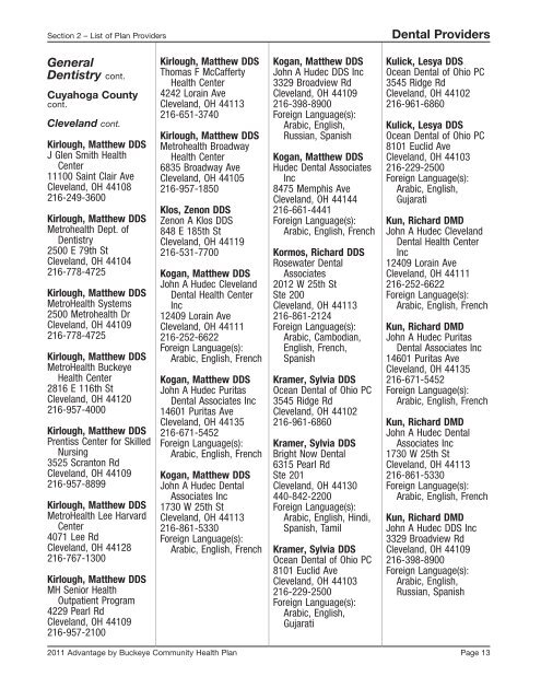 Provider Directory Insert Northeast Region - Medicare Advantage