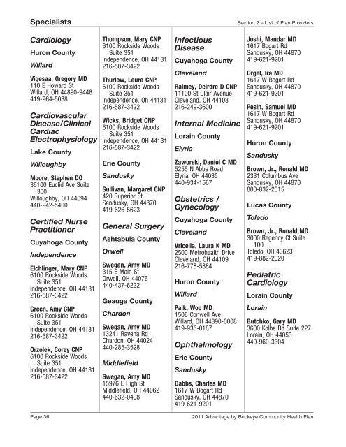 Provider Directory Insert Northeast Region - Medicare Advantage