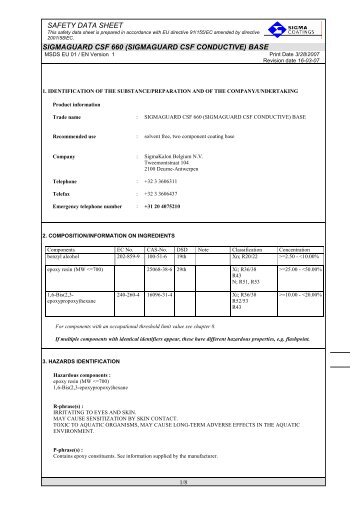 msds sigmaguard csf 660 base - SIGMA PAINTS