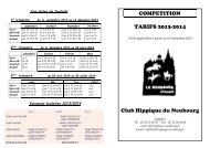 Tarifs Compétition - Club hippique de Neubourg
