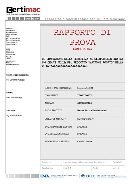 RdP Gelo Murature Laterizio - CertiMaC