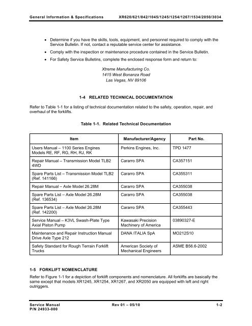 Download complete manual - pdf - Xtreme Manufacturing