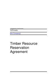 Timber Resource Reservation Agreement - VicForests