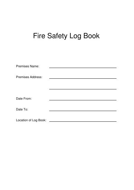 Fire Safety Log Book - Northern Ireland Fire & Rescue Service