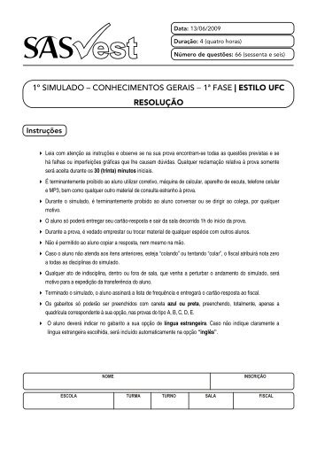 1º SIMULADO – CONHECIMENTOS GERAIS - 1ª FASE ... - SAS